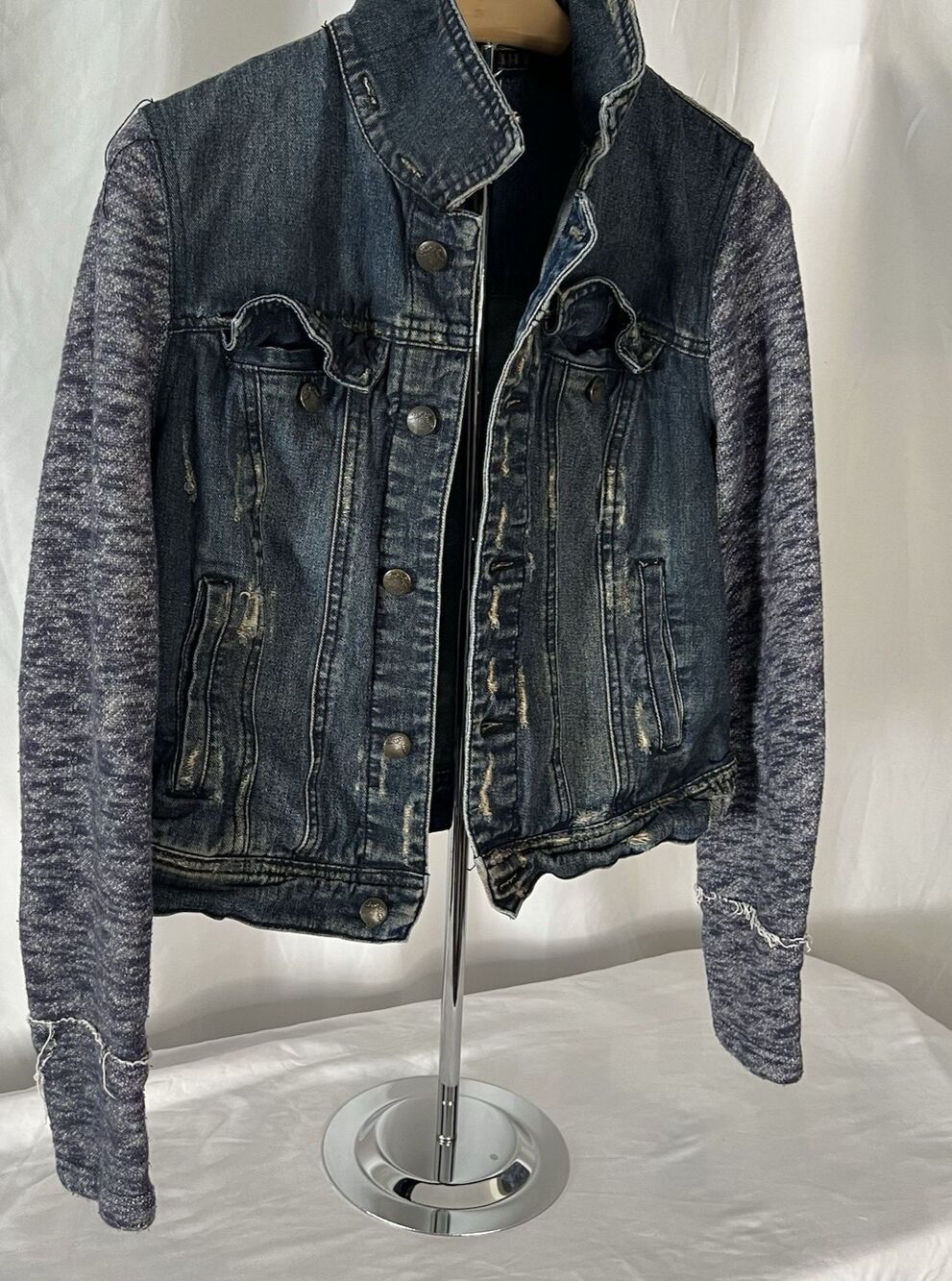 FREE PEOPLE denim, jean jacket sweatshirt sleeves small/ medium